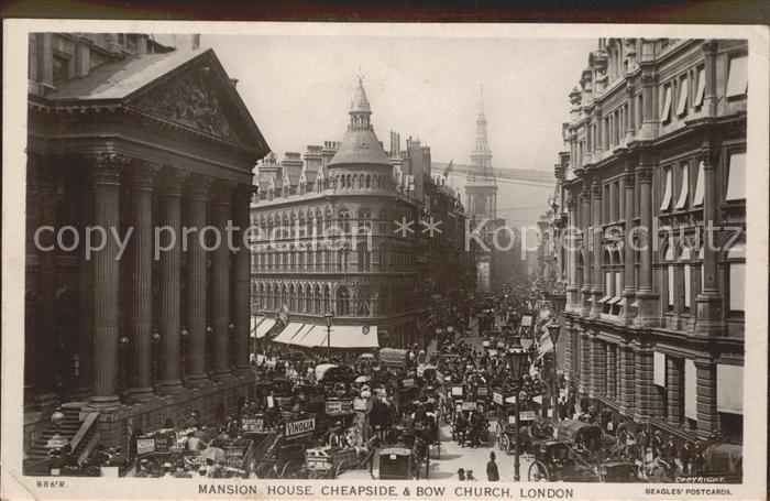 London Mansion House Cheapside Bow Church Traffic