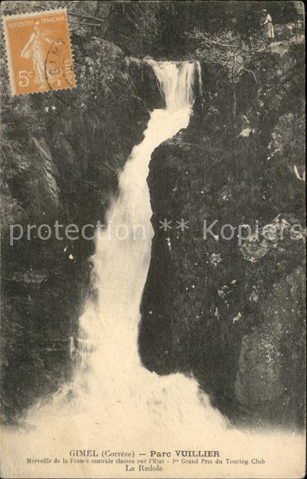 Gimel-les-Cascades Parc Vuillier Cascade Stempel auf AK