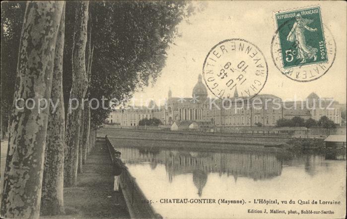 Chateau-Gontier Hopital vu du Quai de Lorraine Stempel