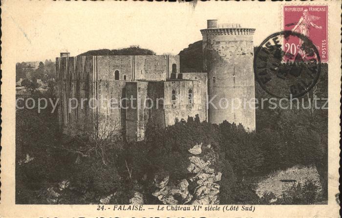 Falaise Calvados Chateau XI siecle Stempel auf AK