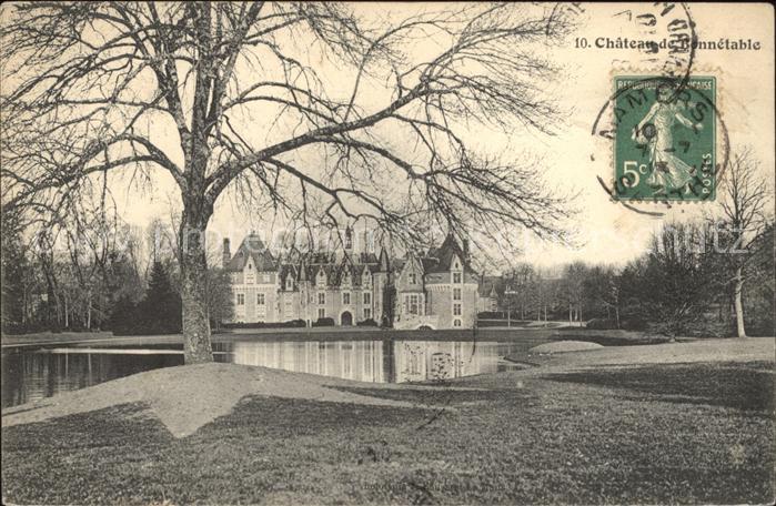 Bonnetable Chateau Parc Etang Stempel auf AK