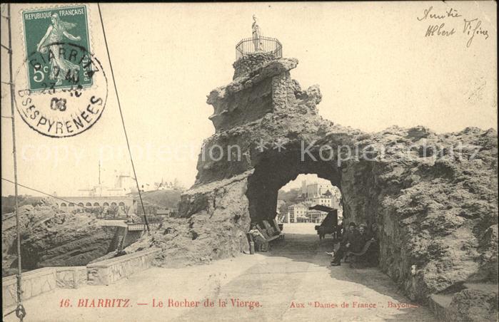 Biarritz Pyrenees Atlantiques Rocher de la Vierge Stempel auf AK