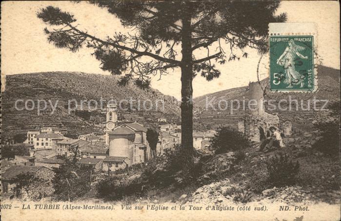 La Turbie Eglise et Tour d_Auguste Stempel auf AK