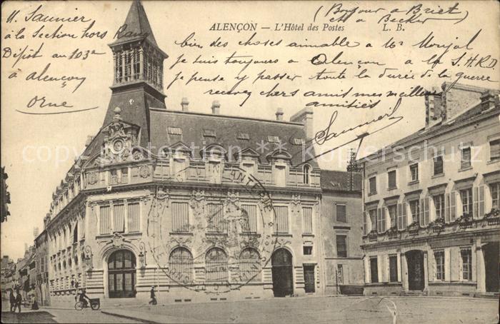 Alencon Hotel des Postes Stempel auf AK