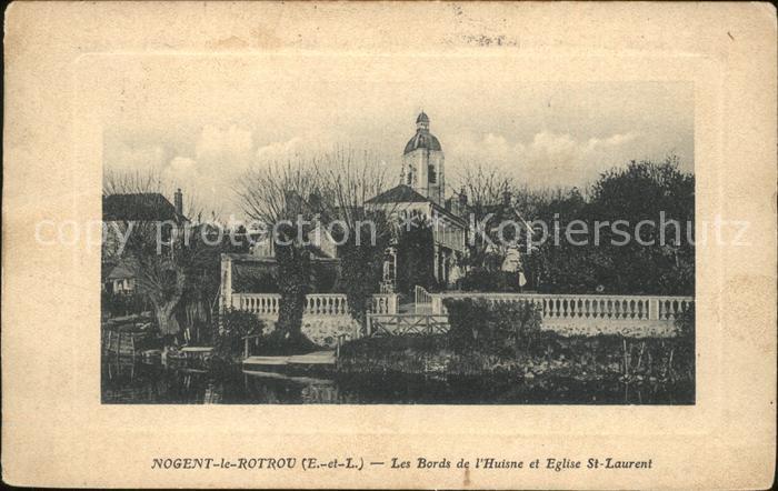 Nogent-le-Rotrou Bords de l_Huisne et Eglise Saint Laure