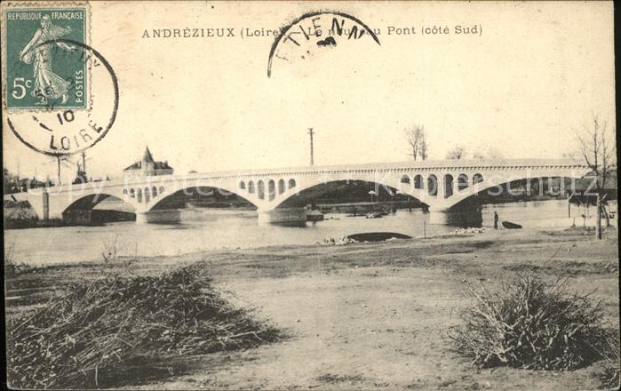 Andrezieux-Boutheon Nouveau Pont Stempel auf AK