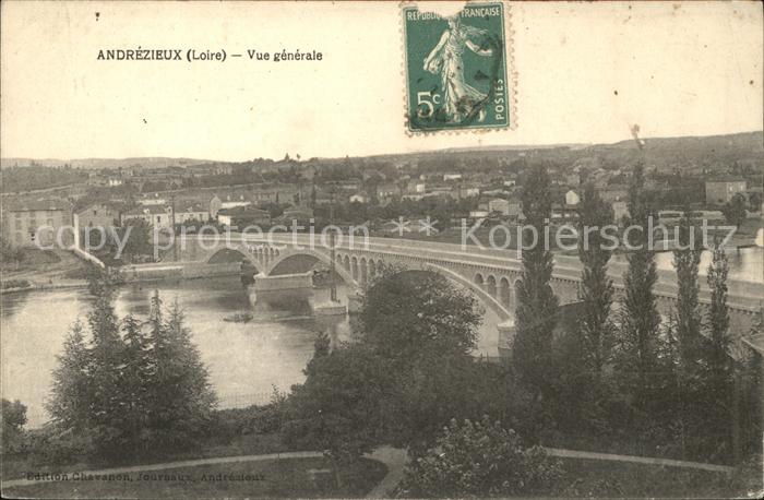 Andrezieux-Boutheon Vue generale Pont Stempel auf AK