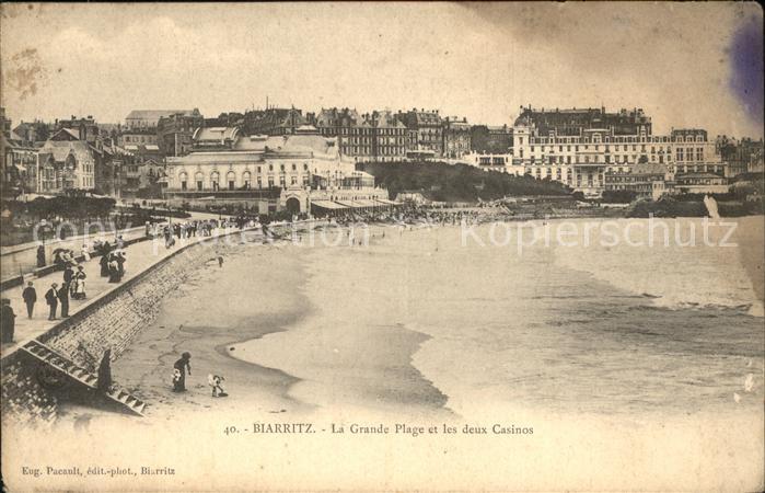 Biarritz Pyrenees Atlantiques Grande Plage et les deux Casinos