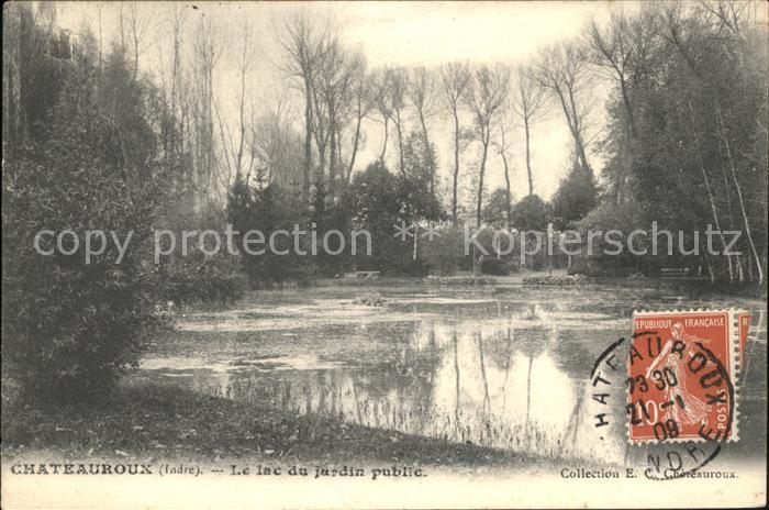 Chateauroux Indre Lac du Jardin Public Stempel auf AK