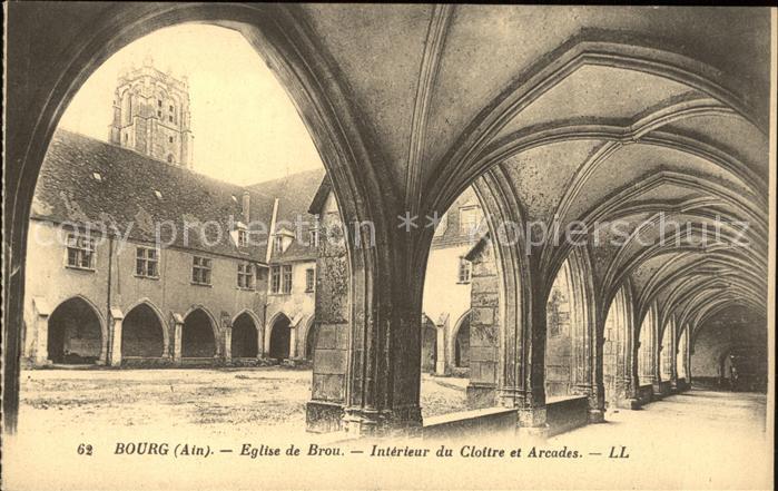Bourg-en-Bresse Eglise de Brou Interieur du Cloitre Arc