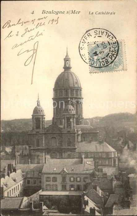 Boulogne-sur-Mer Cathedrale Stempel auf AK