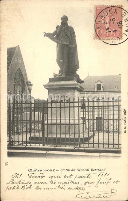 Chateauroux Indre Statue du General Bertrand Stempel auf