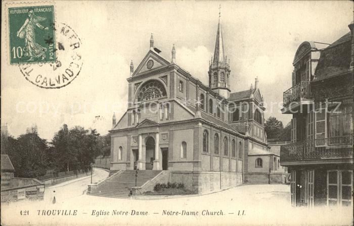 Trouville-sur-Mer Eglise Notre Dame Stempel auf AK