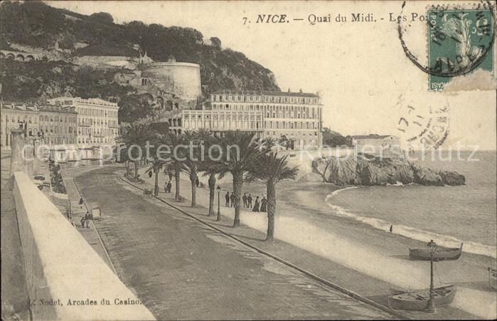 Nice Alpes Maritimes Quai du Midi Plage Stempel auf AK