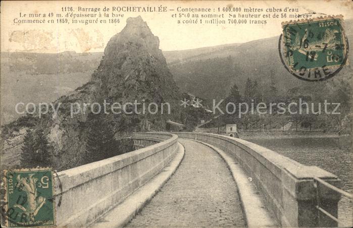 Rochetaillee Saint Etienne Barrage Staumauer Stempel auf AK