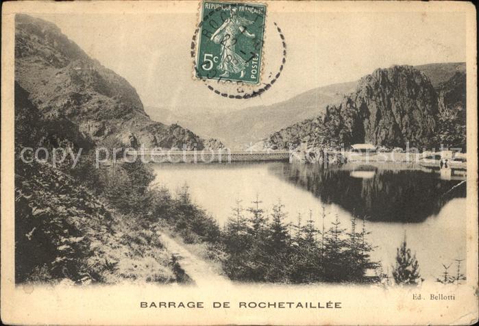 Rochetaillee Saint Etienne Barrage Stausee Staudamm Stempel auf AK