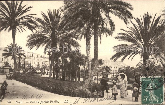 Nice Alpes Maritimes Vue au Jardin Public Palmier Stempel auf AK