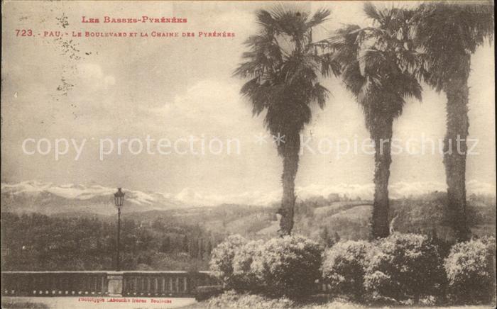 Pau 64 Le Boulevard et Chaine des Pyrenees