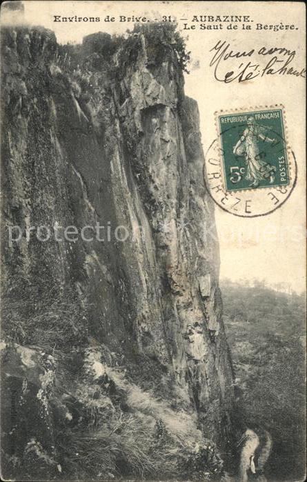 Aubazines Le Saut de la Bergere Stempel auf AK