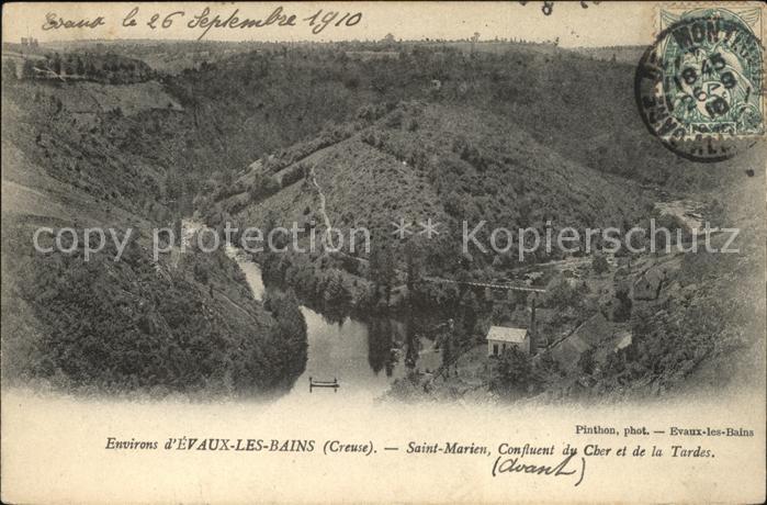 Evaux-les-Bains Saint Marien Confluent du Cher et de la Tardes Stempel auf AK