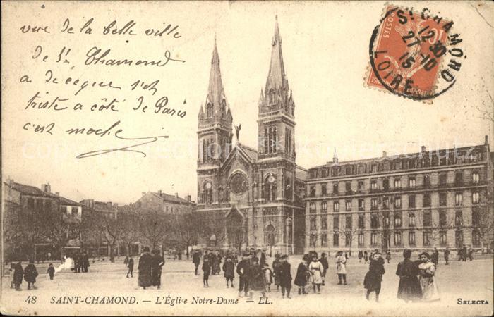 Saint-Chamond Eglise Notre Dame Stempel auf AK