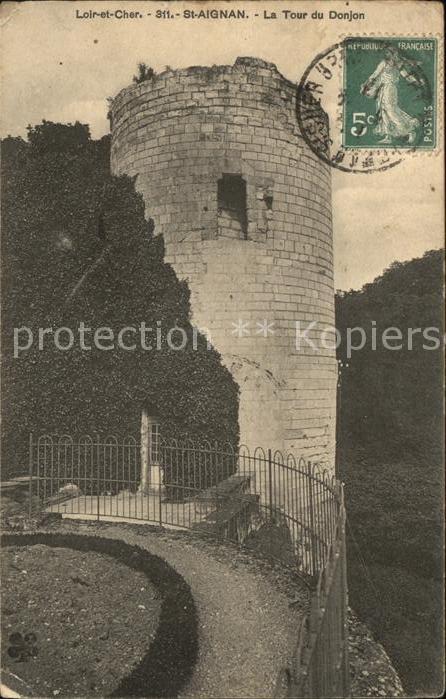 Saint-Aignan Loir-et-Cher Tour du Donjon Stempel auf AK