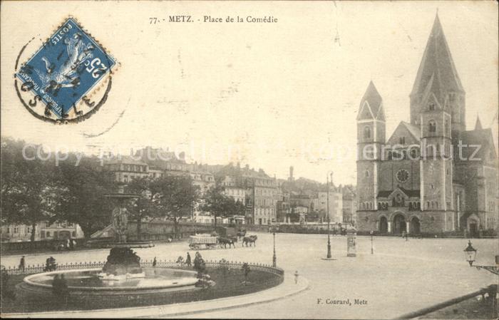 Metz  57 Moselle Place de la Comedie Eglise Stempel auf