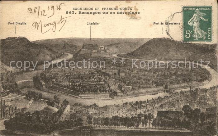 Besancon Doubs Vue aerienne Stempel auf AK