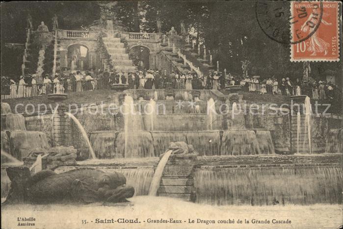 Saint-Cloud Paris Grandes Eaux Cascade Stempel auf AK