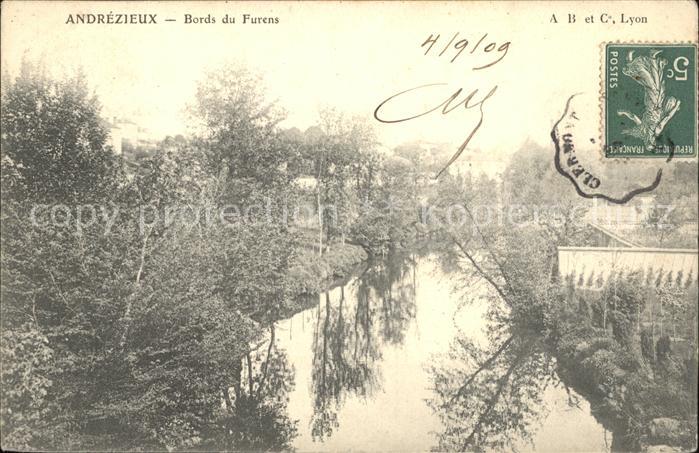 Andrezieux-Boutheon Bords du Furens Stempel auf AK
