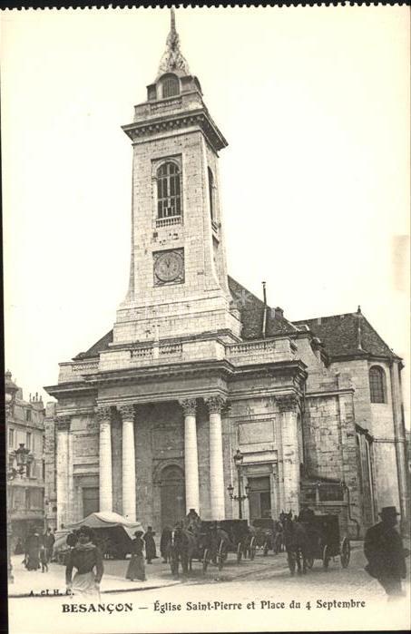 Besancon Doubs Eglise Saint Pierre et Place du 4 Septembre Pferdekutsche