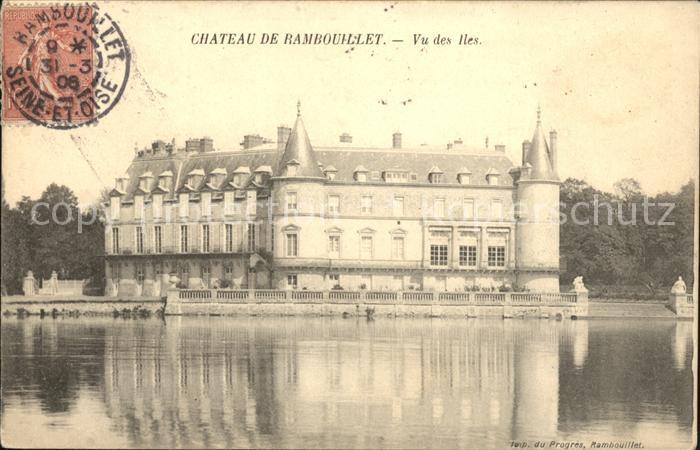 Rambouillet Chateau vu des Iles Stempel auf AK