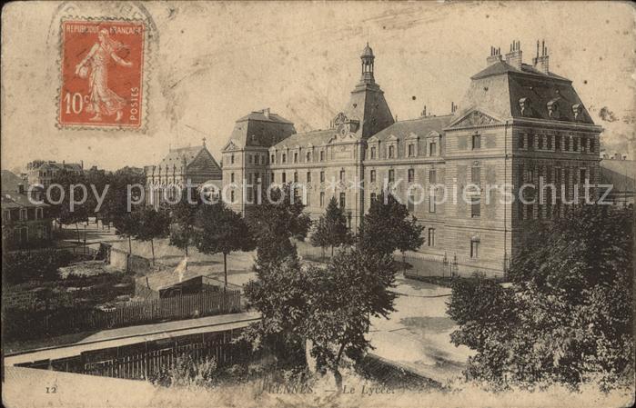Rennes Ille-et-Vilaine Lycee Stempel auf AK