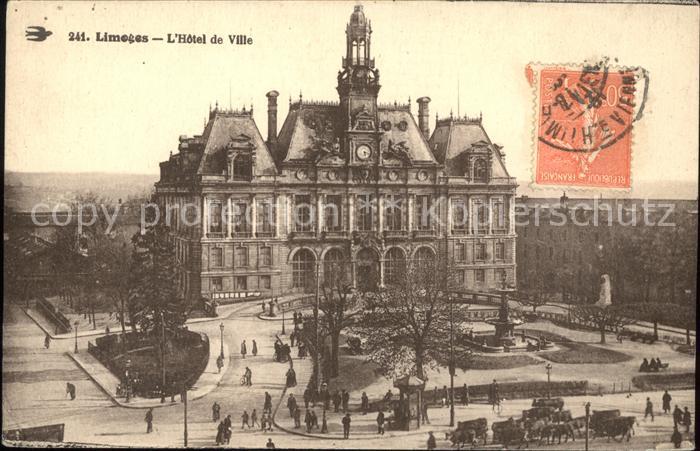 Limoges Haute Vienne Hotel de Ville Monument Stempel auf AK