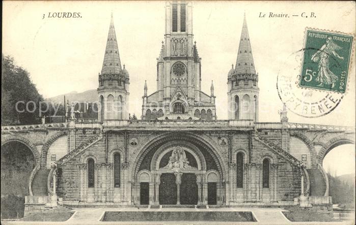 Lourdes Hautes Pyrenees Le Rosaire Stempel auf AK
