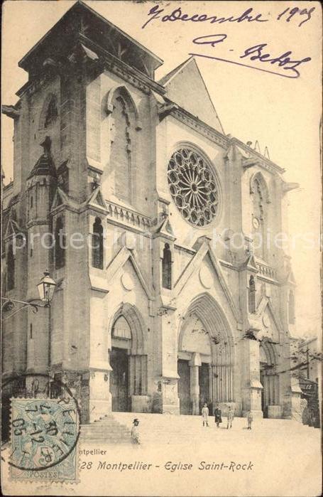 Montpellier Herault Eglise Saint Rock Stempel auf AK