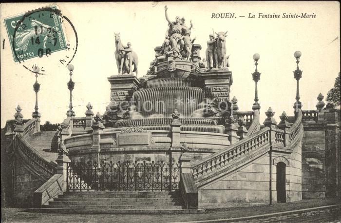 Rouen Fontaine Sainte Mairie Stempel auf AK