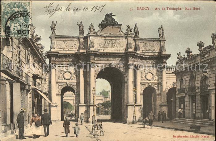 Nancy Lothringen Arc de Triomphe Rue Here Stempel auf AK