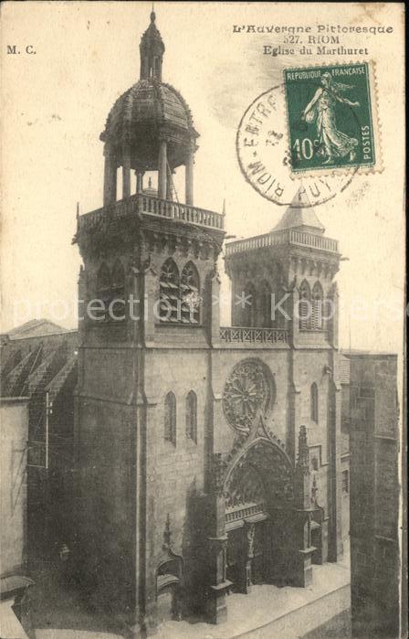 Riom Puy-de-Dome Eglise du Marthuret Stempel auf AK
