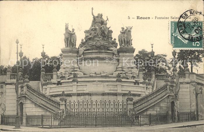 Rouen Fontaine Sainte Mairie Monument Sculptu