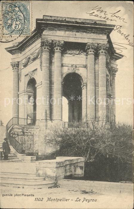 Montpellier Herault Le Peyrou Stempel auf AK