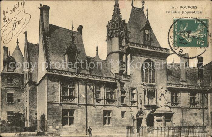 Bourges Palais Jacques Coeur Stempel auf AK