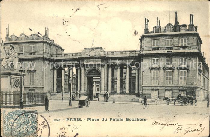 Paris Place du Palais Bourbon Stempel auf AK