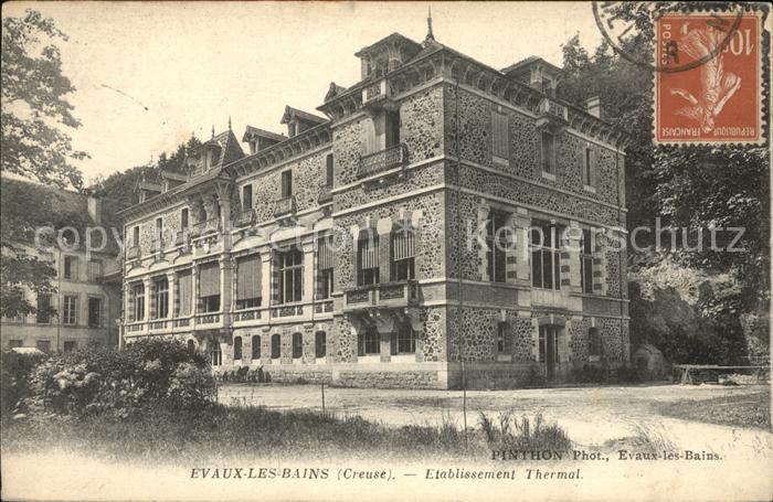 Evaux-les-Bains Etablissement Thermal Stempel auf AK