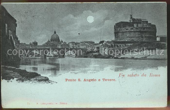 Rom Roma Ponte San Angelo e Tevere im Mondschein