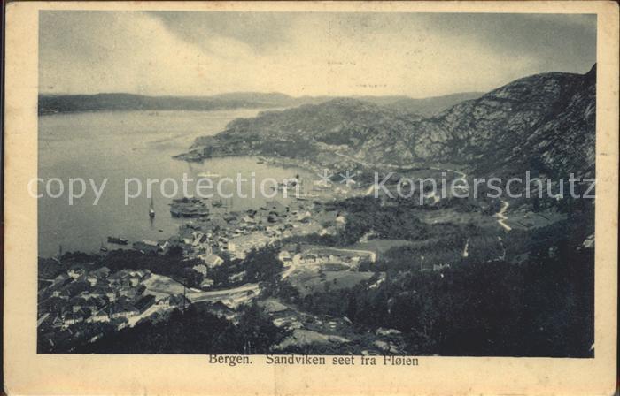 Bergen Norwegen Sandviken seet fra Floien