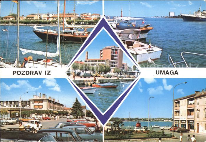 Umag Umago Istrien Hafen Boote Strassenpartie