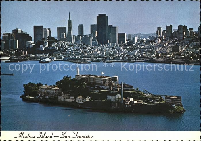 San Francisco California Alcatraz Island Skyline aerial view