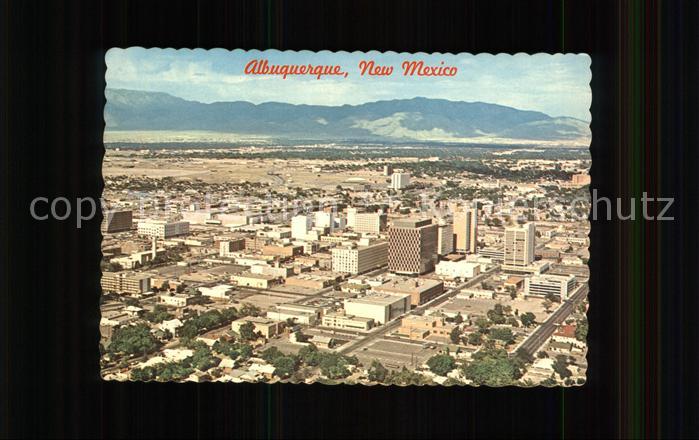 Albuquerque Skyline with Sandia Mountains aerial view