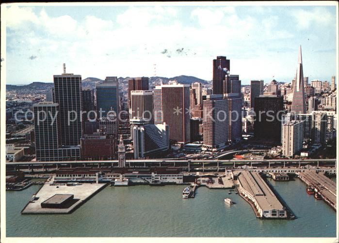 San Francisco California Embarcadero Center and Waterfront Skyline aerial view